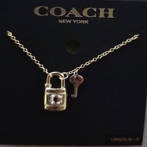 Coach Signature Padlock & Key Pendant Necklace